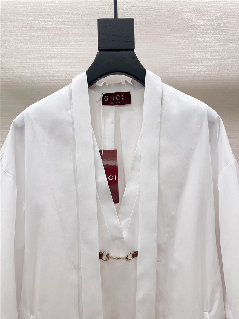 Gvc*1 v-neck ribbon white shirt dress replica designer clothes