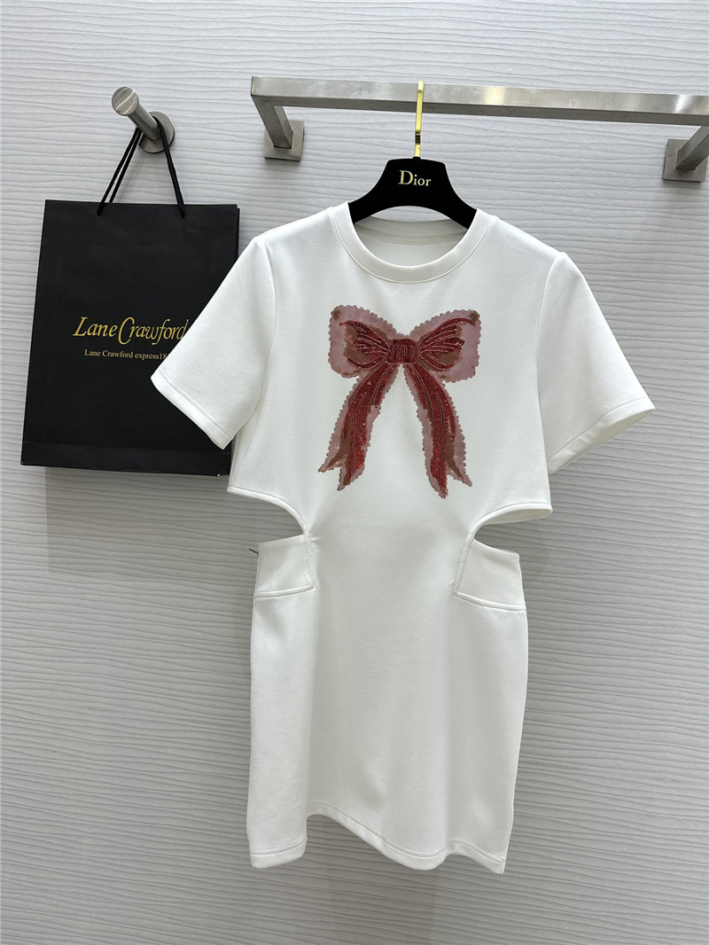 M1um1u bow waist short sleeve dress replica d&g clothing