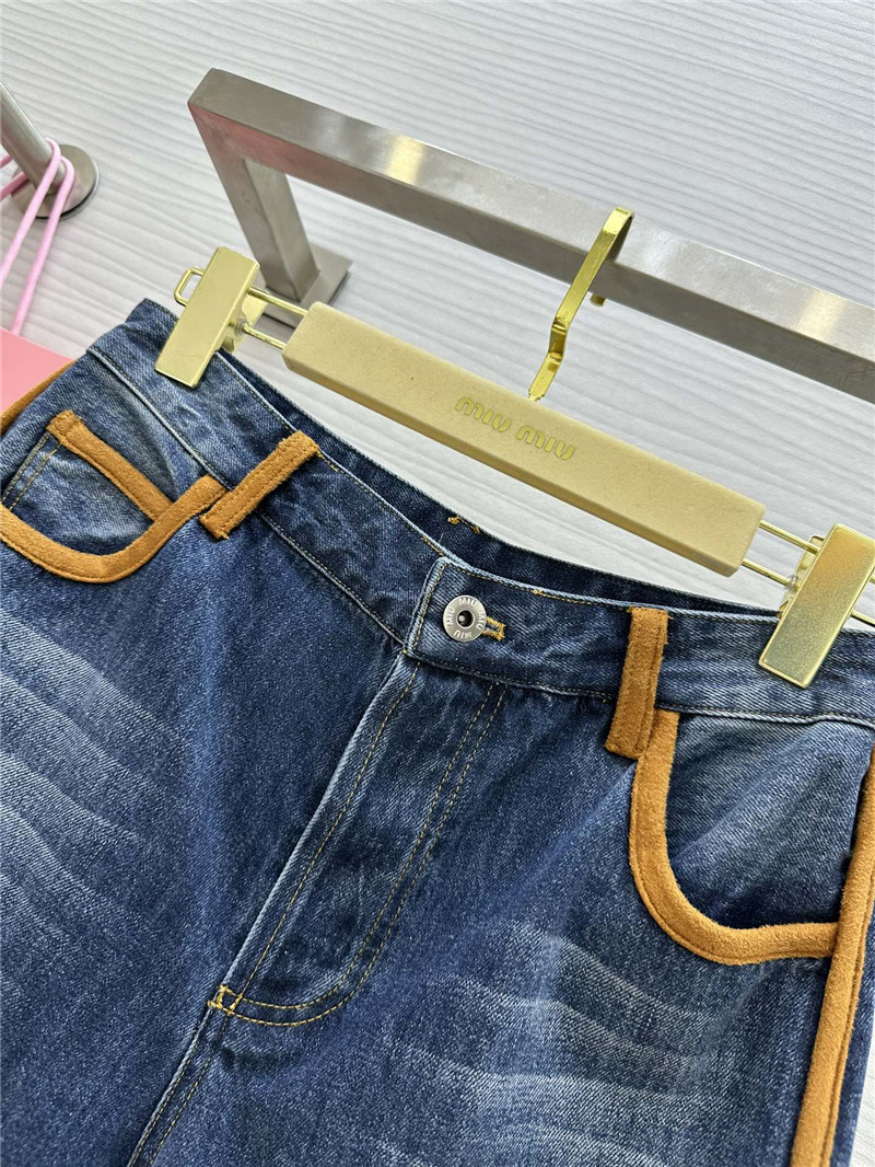 M1um1u leather patchwork jeans replica d&g clothing