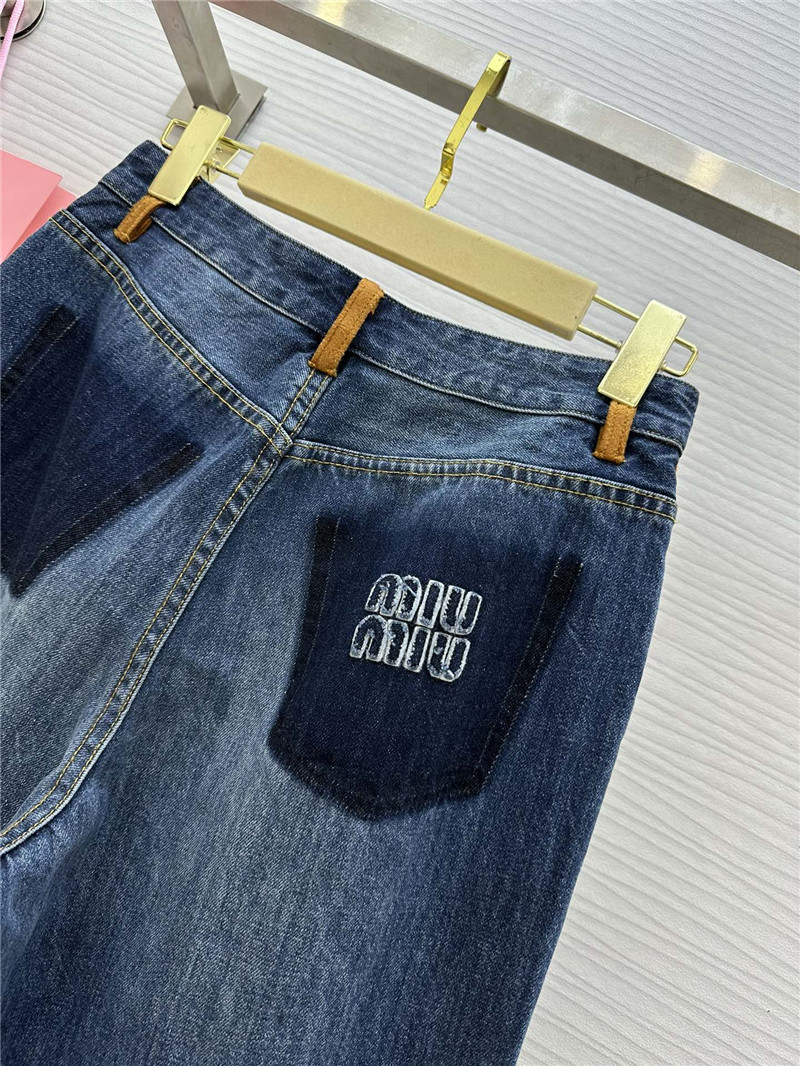 M1um1u leather patchwork jeans replica d&g clothing