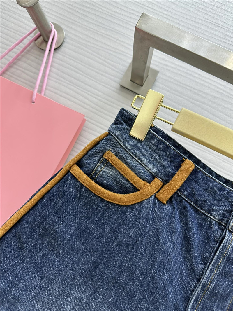 miu miu leather patchwork denim shorts replica designer clothes