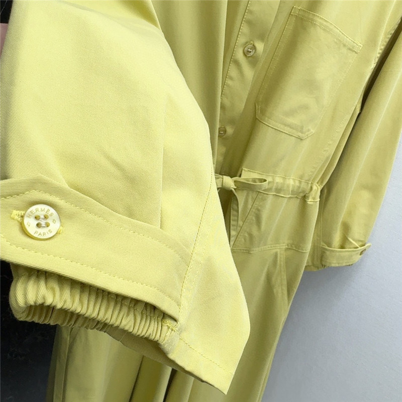 H**me5 yellow cotton midi shirt dress