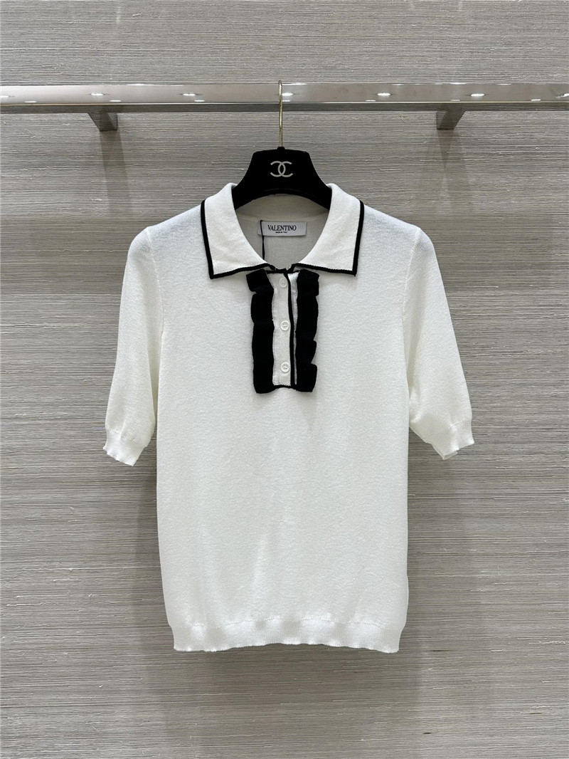 Va1e*ntin0 lace collar knit short sleeve