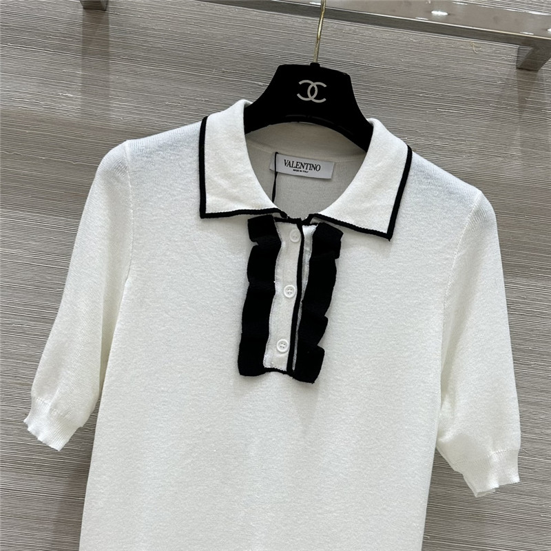 Va1e*ntin0 lace collar knit short sleeve