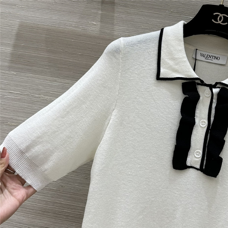 Va1e*ntin0 lace collar knit short sleeve