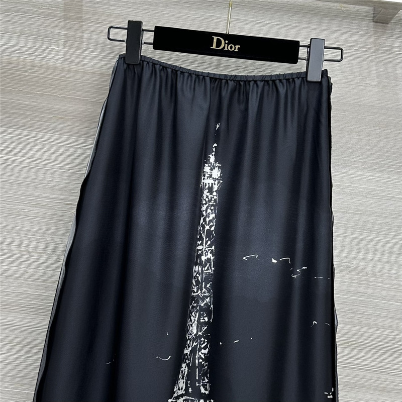 D10r eiffel tower printed silk long skirt replica clothes