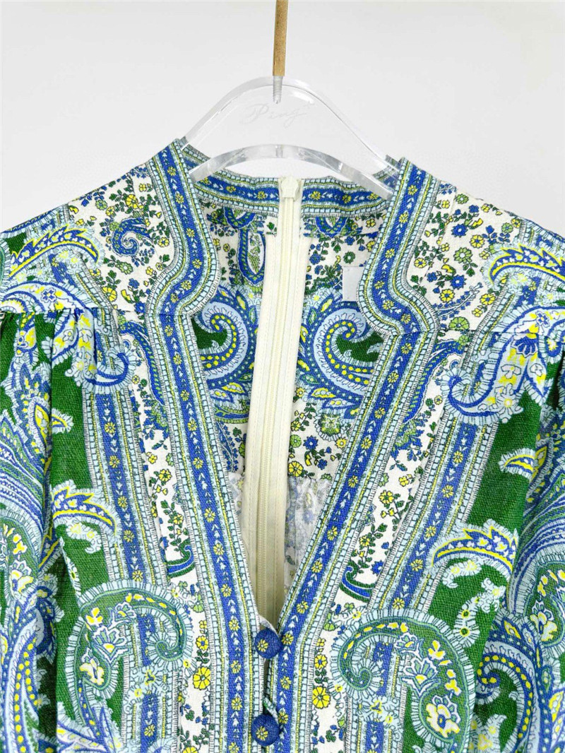 Zimm deep V-neck lantern sleeves mid-length dress replica clothes