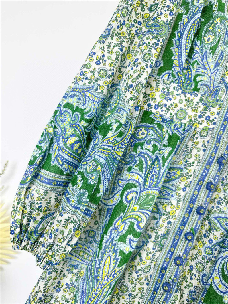 Zimm deep V-neck lantern sleeves mid-length dress replica clothes