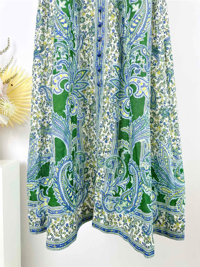 Zimm deep V-neck lantern sleeves mid-length dress replica clothes