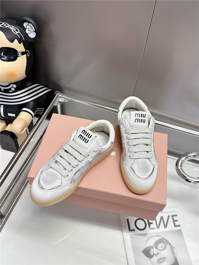 Miu Miu Bleached Leather Sneakers