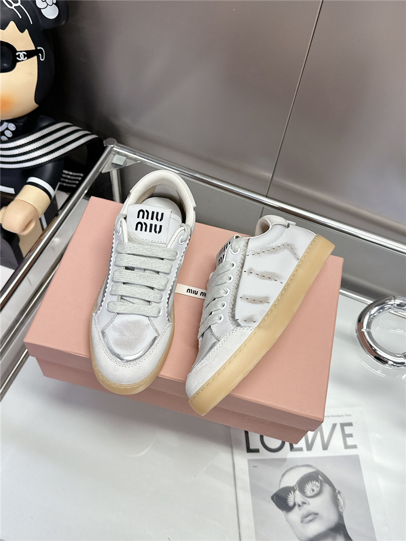 Miu Miu Bleached Leather Sneakers