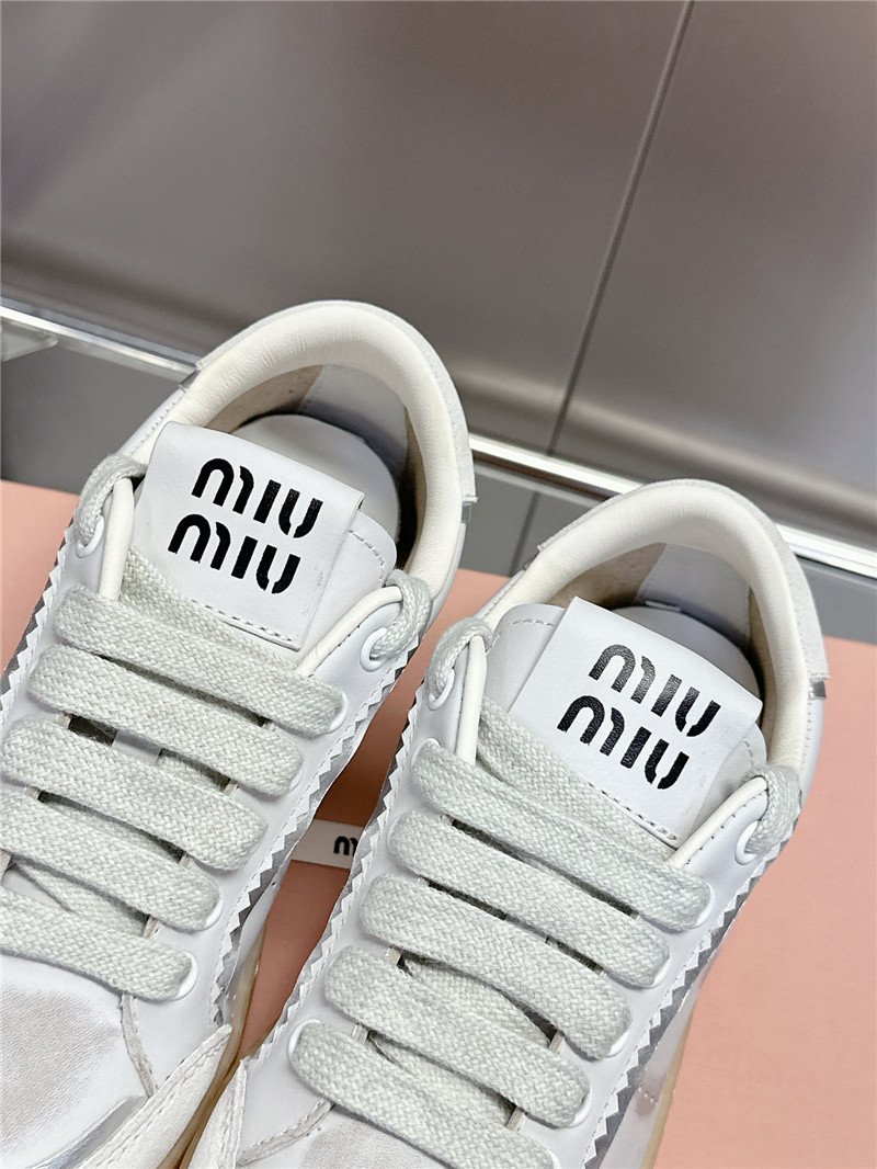Miu Miu Bleached Leather Sneakers