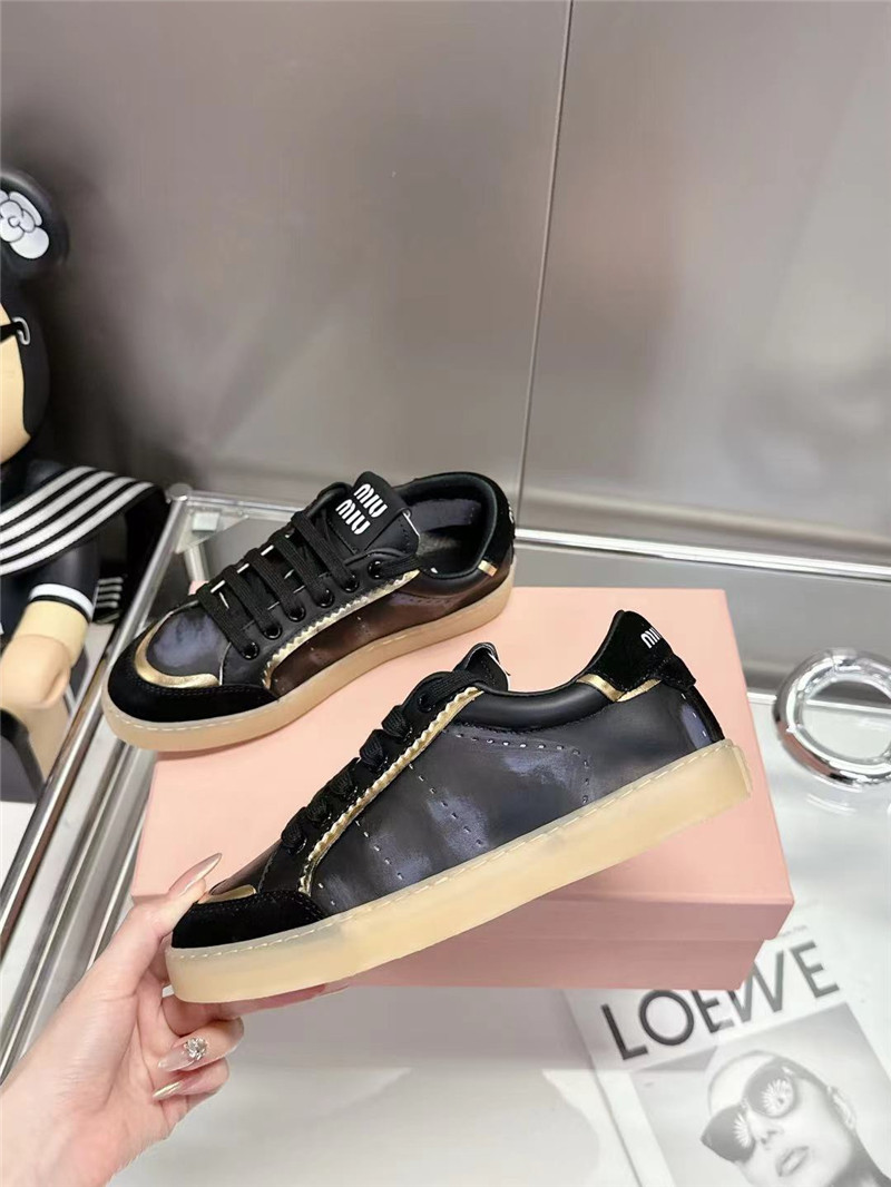 Miu Miu Black Bleached Leather Sneakers