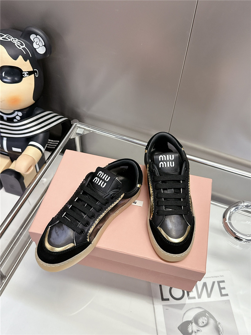 Miu Miu Black Bleached Leather Sneakers