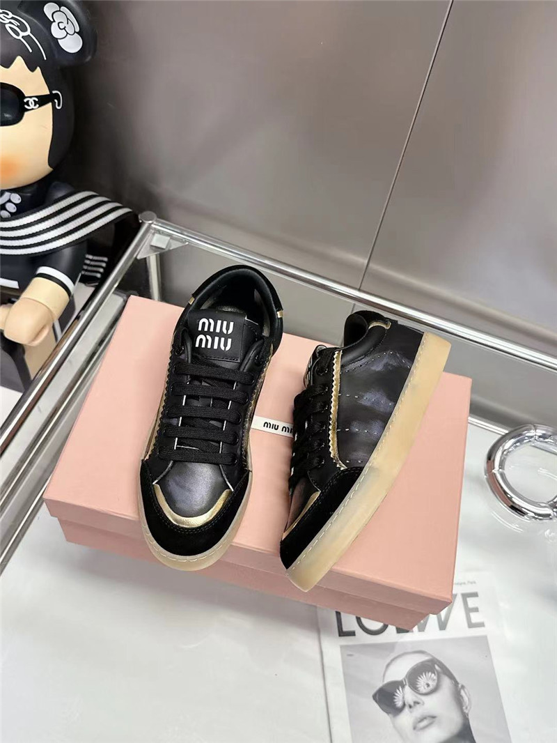 Miu Miu Black Bleached Leather Sneakers