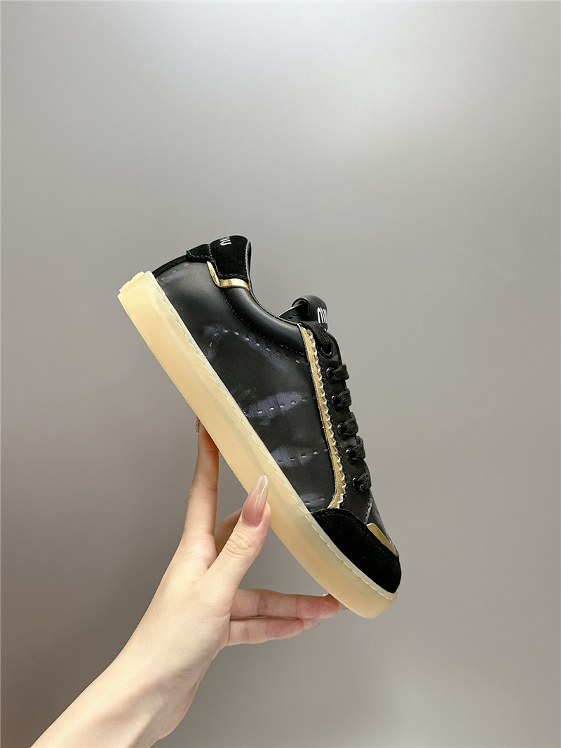 Miu Miu Black Bleached Leather Sneakers