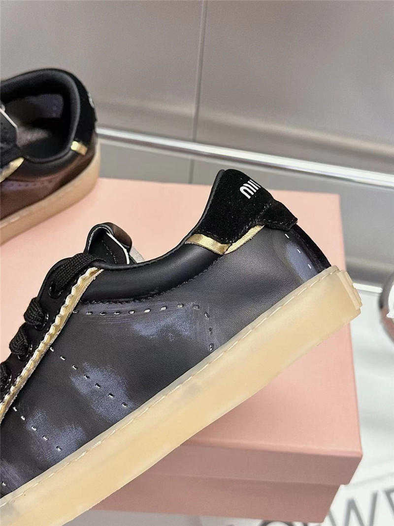 Miu Miu Black Bleached Leather Sneakers