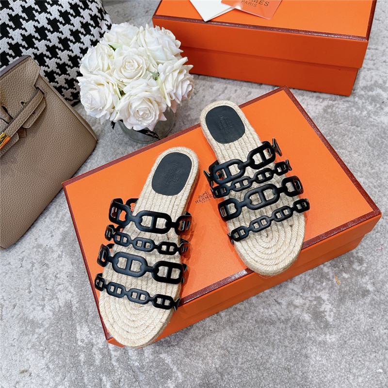 H**me5 ancone espadrille in black and netrual