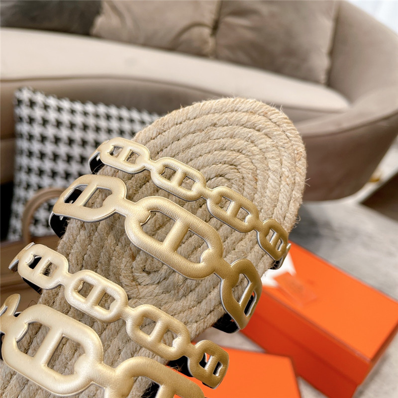 H**me5 ancone gold nappa leather espadrilles