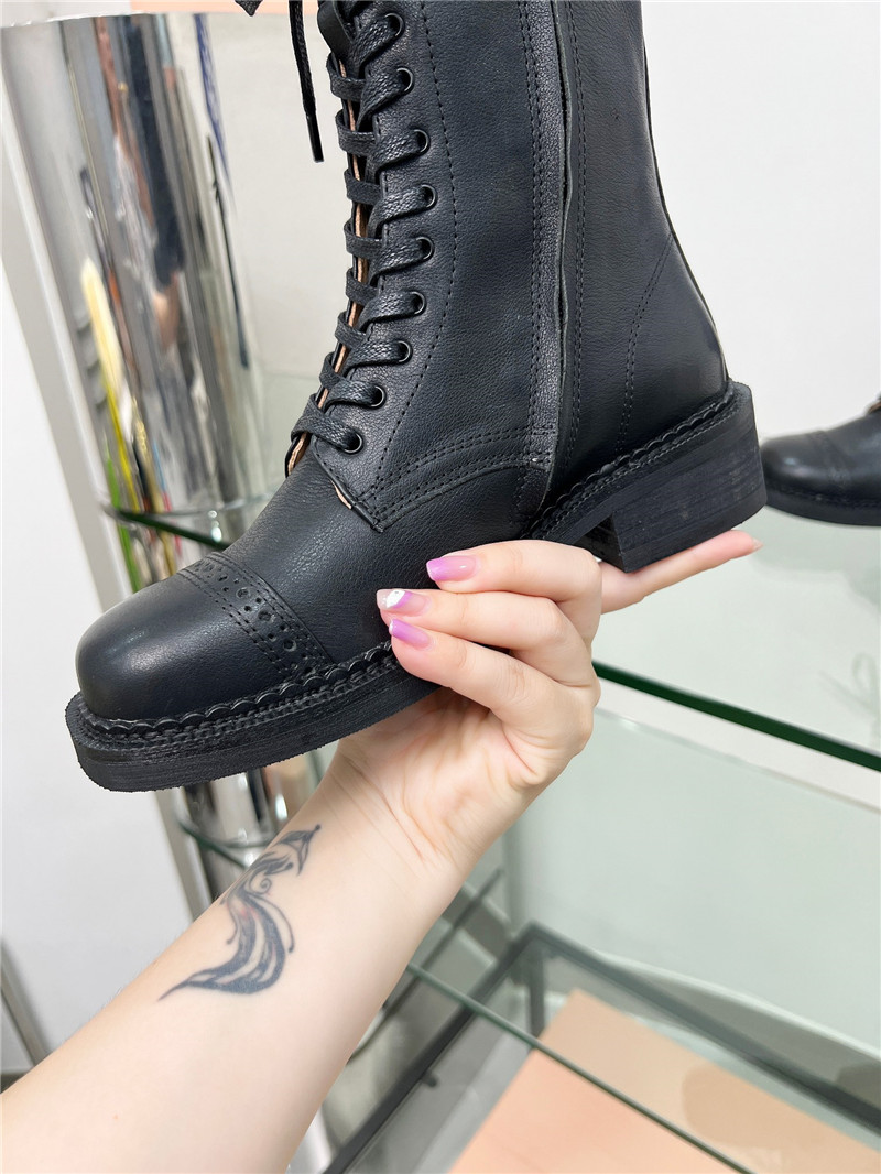 Miu Miu Black Lace-Up Combat Boots