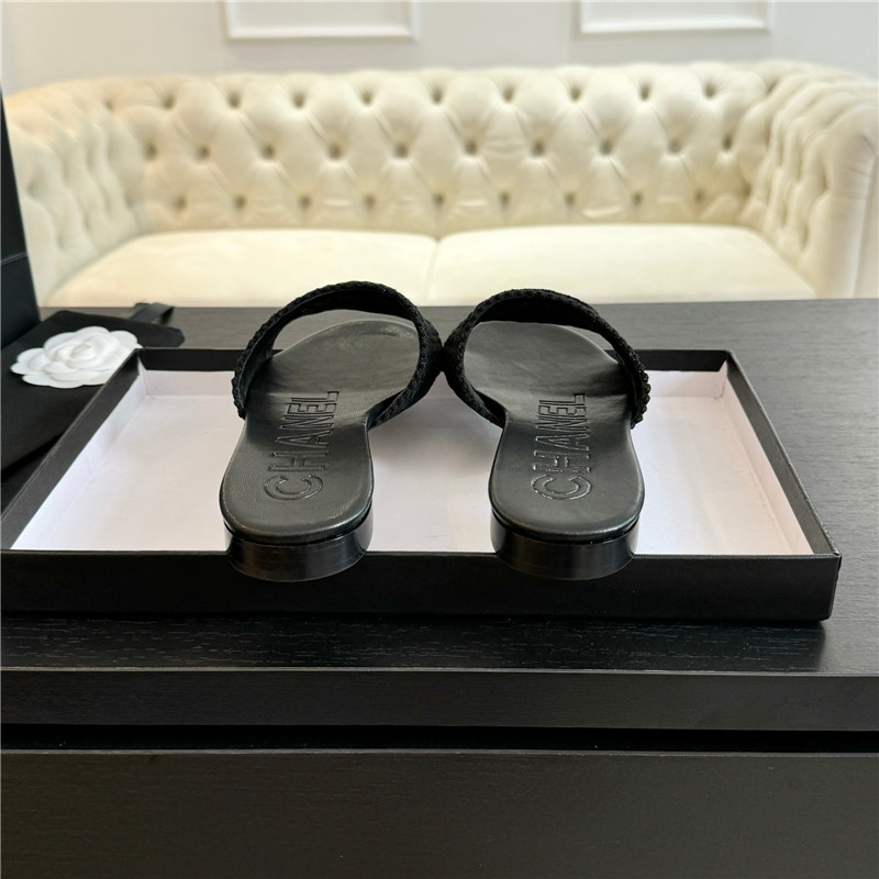 Ch**el black crochet mule sandals