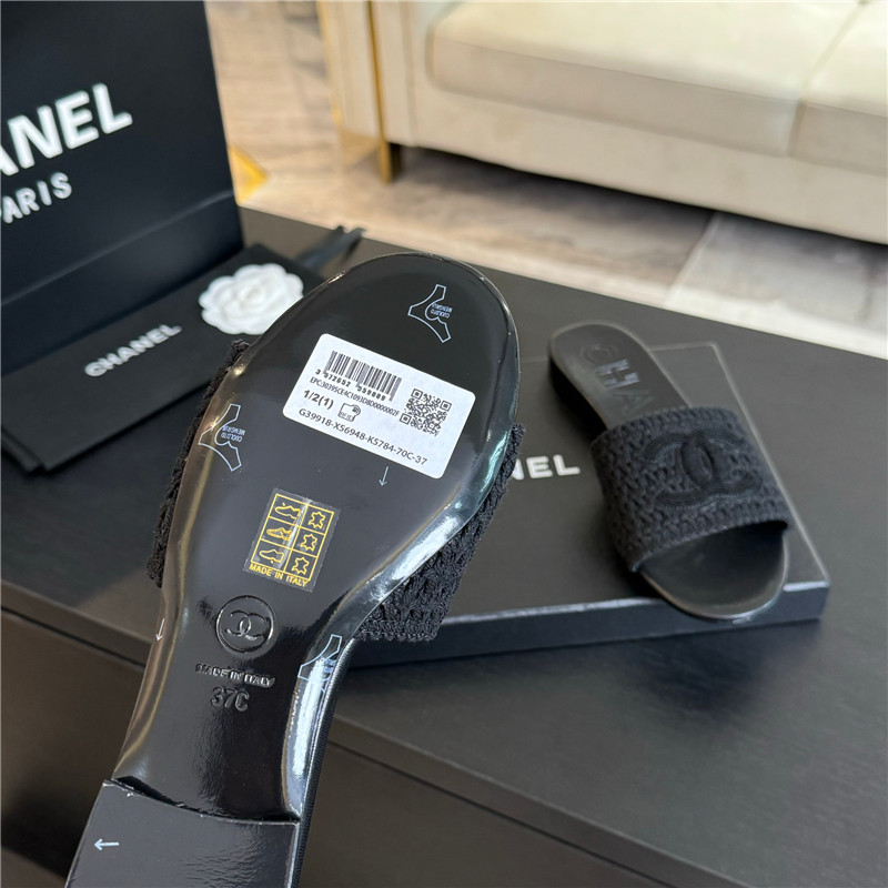 Ch**el black crochet mule sandals