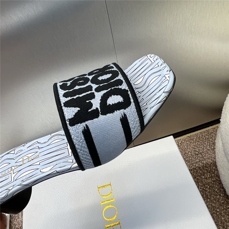 D10r dway heeled slide in pale blue miss D10r allover motif