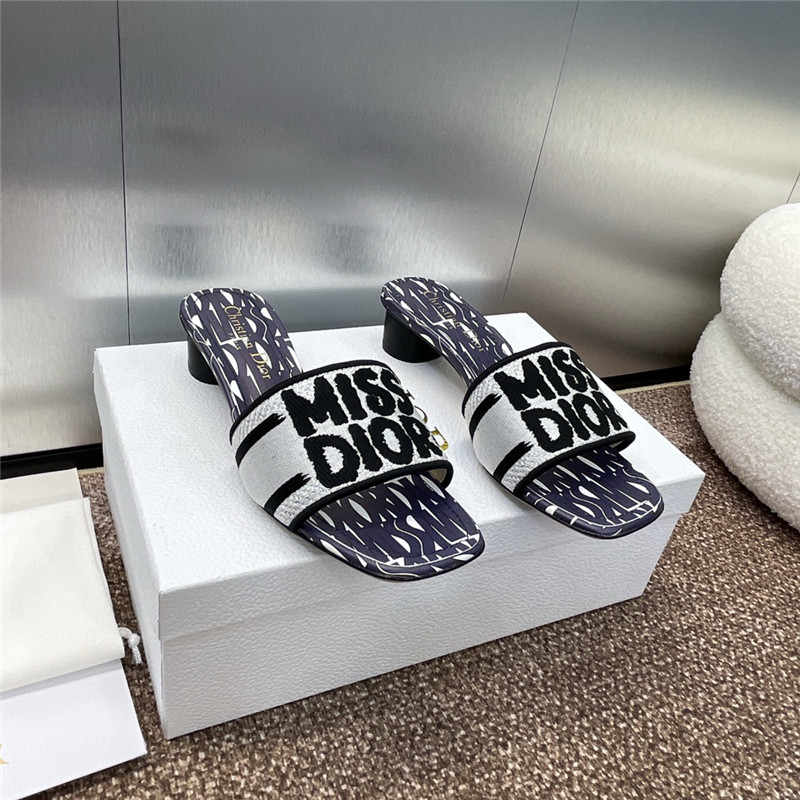 D10r dway heeled slide in pale navy miss D10r allover motif