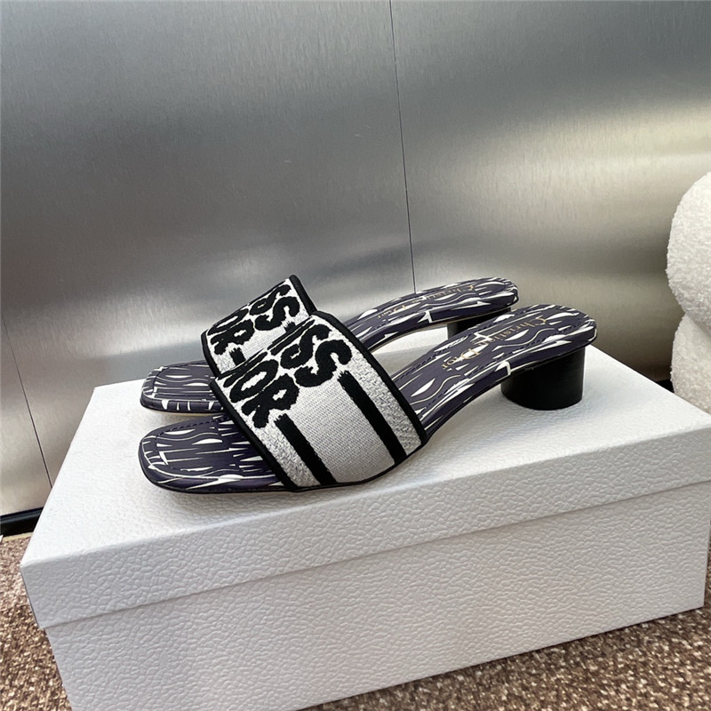 D10r dway heeled slide in pale navy miss D10r allover motif