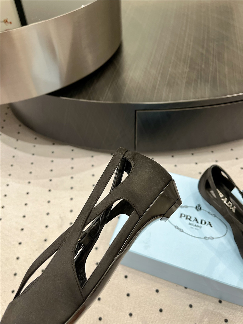 Pra*a satin cut-out ballerinas in black