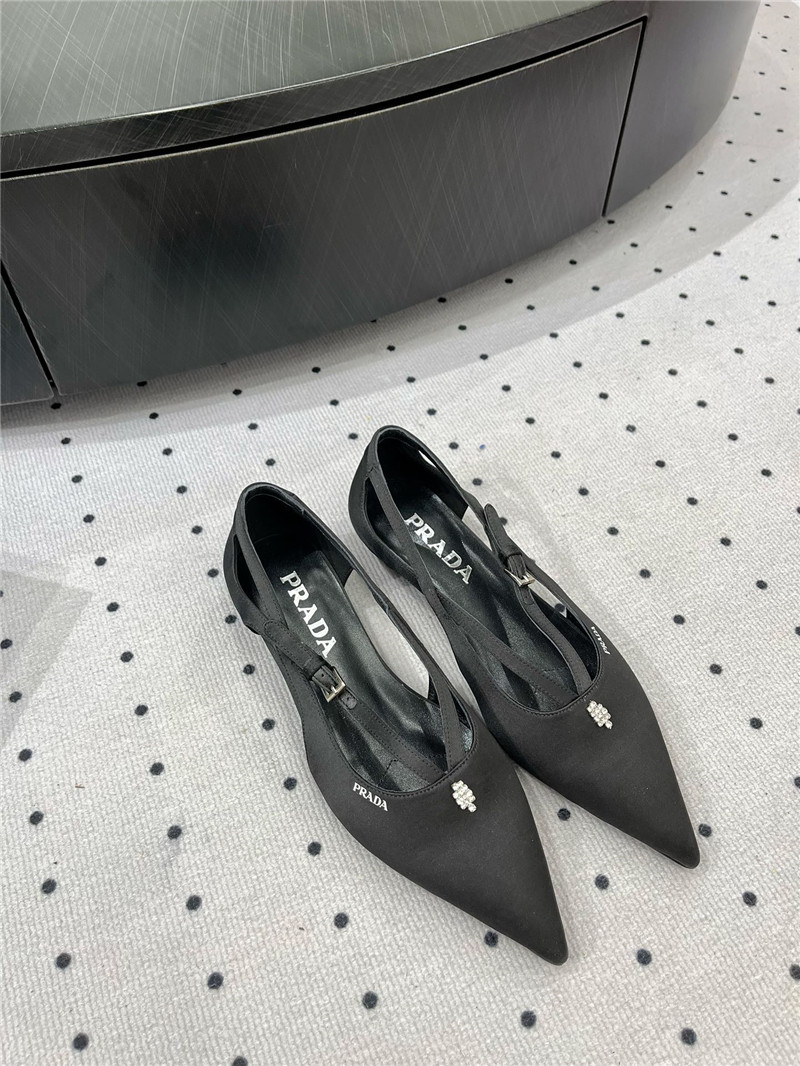 Pra*a satin cut-out ballerinas in black