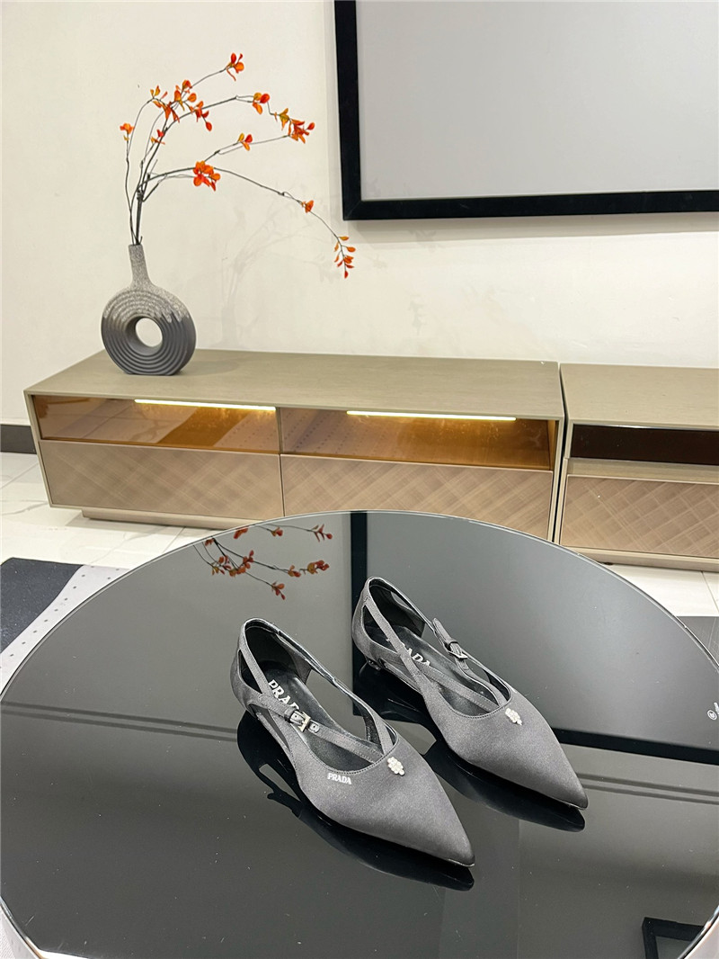 Pra*a satin cut-out ballerinas in black