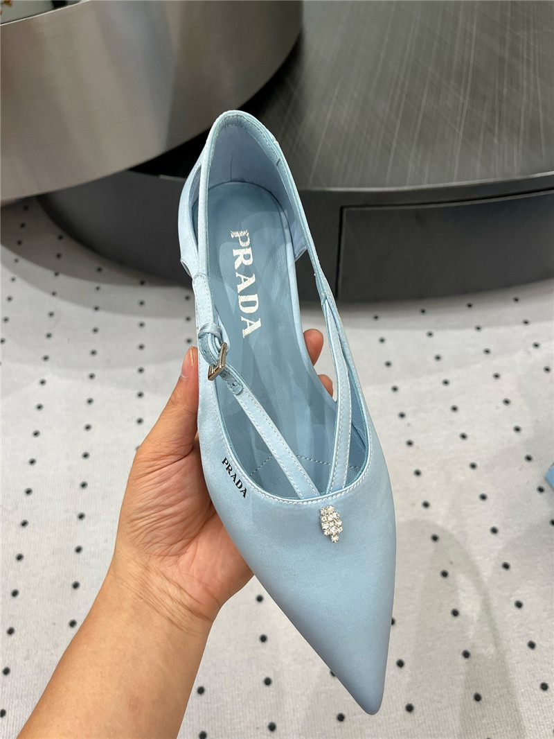 Pra*a satin cut-out ballerinas in blue