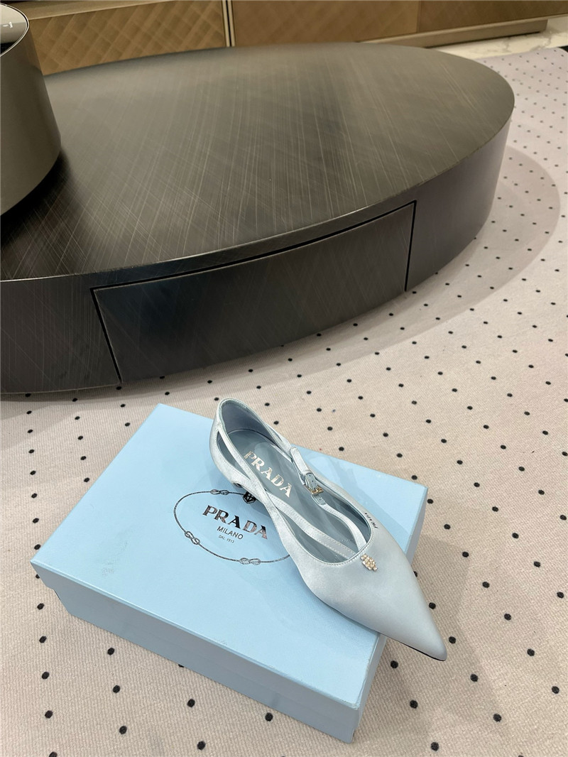 Pra*a satin cut-out ballerinas in blue