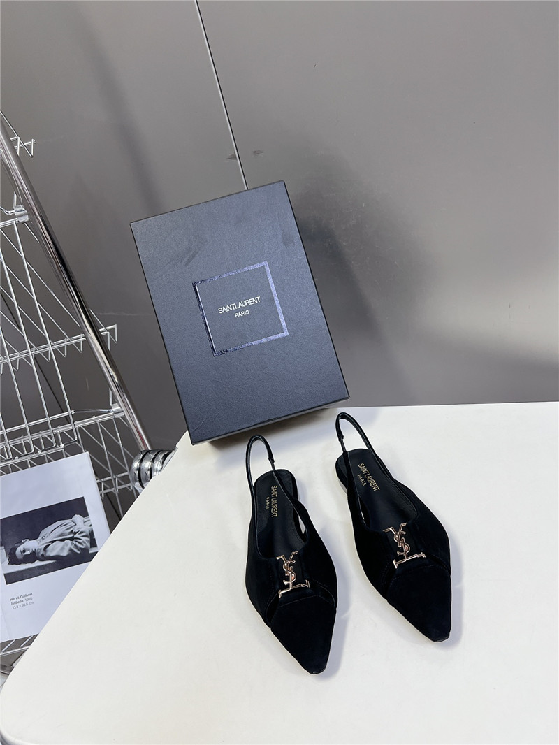 Sa1nt Lau*nt babylone slingback flats in black satin