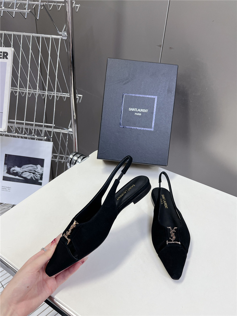 Sa1nt Lau*nt babylone slingback flats in black satin