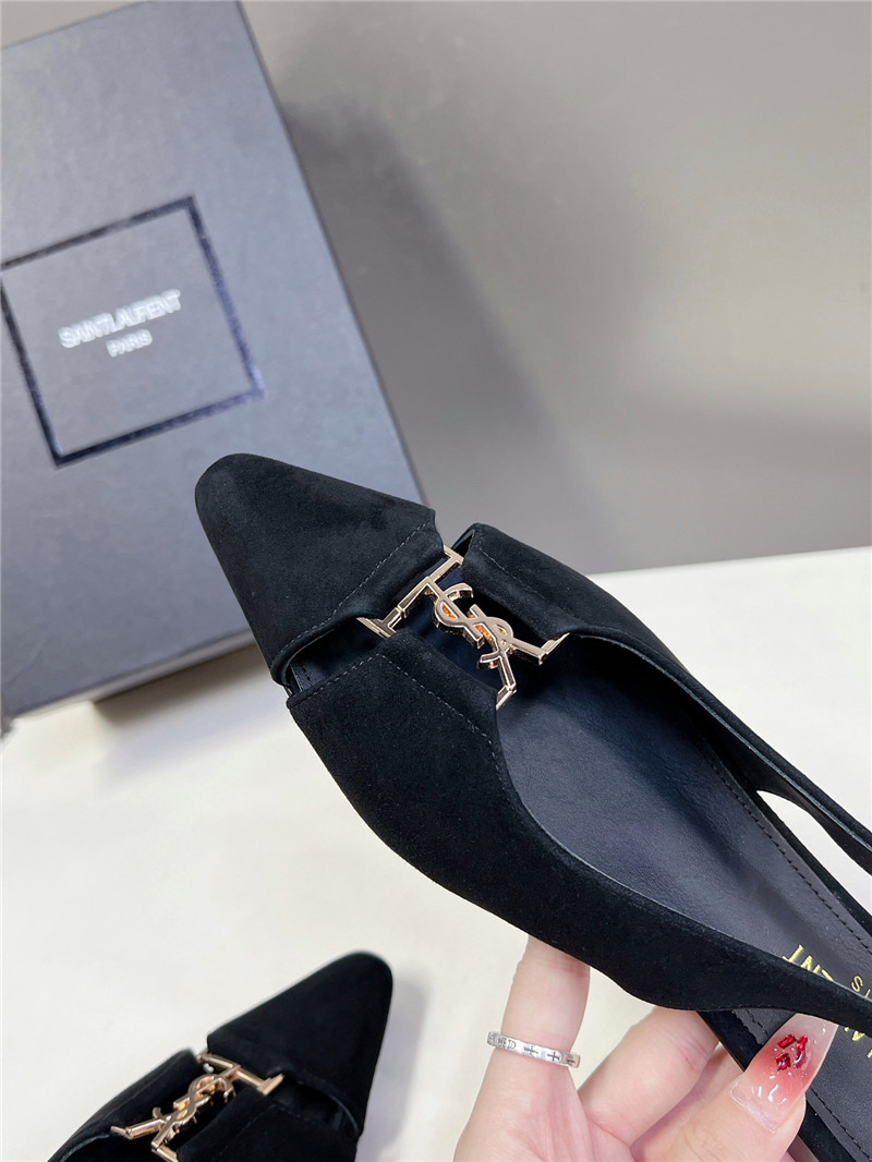 Sa1nt Lau*nt babylone slingback flats in black satin