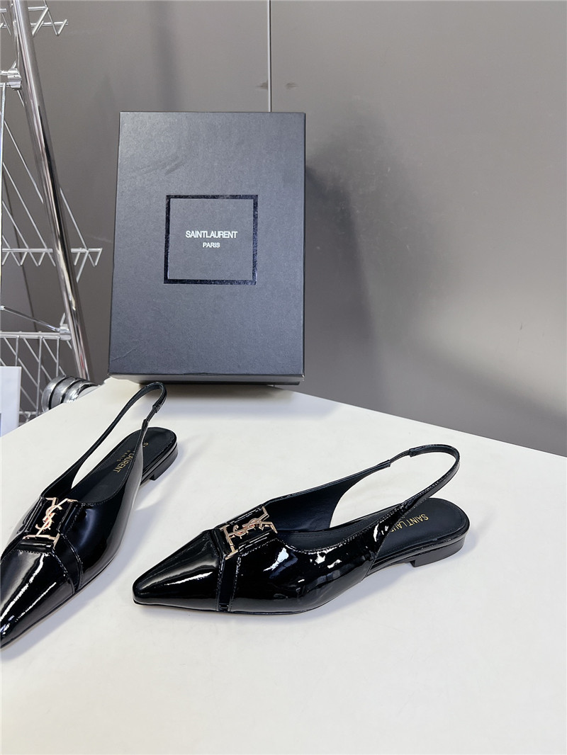Sa1nt Lau*nt babylone slingback flats in black patent leather
