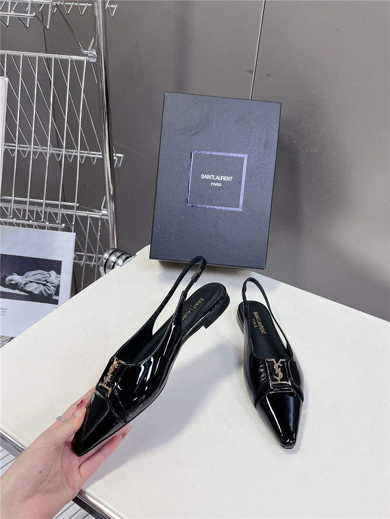 Sa1nt Lau*nt babylone slingback flats in black patent leather