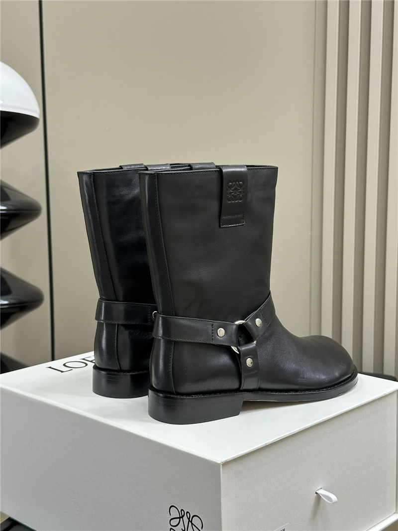 L0ew* campo biker boots in black calfskin