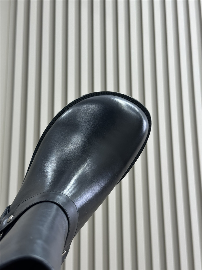 L0ew* campo biker boots in black calfskin