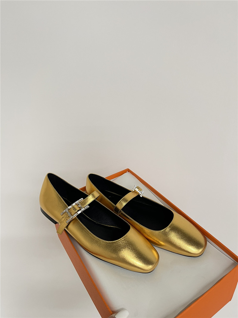 H**me5 jane ballet flats in gold goatskin