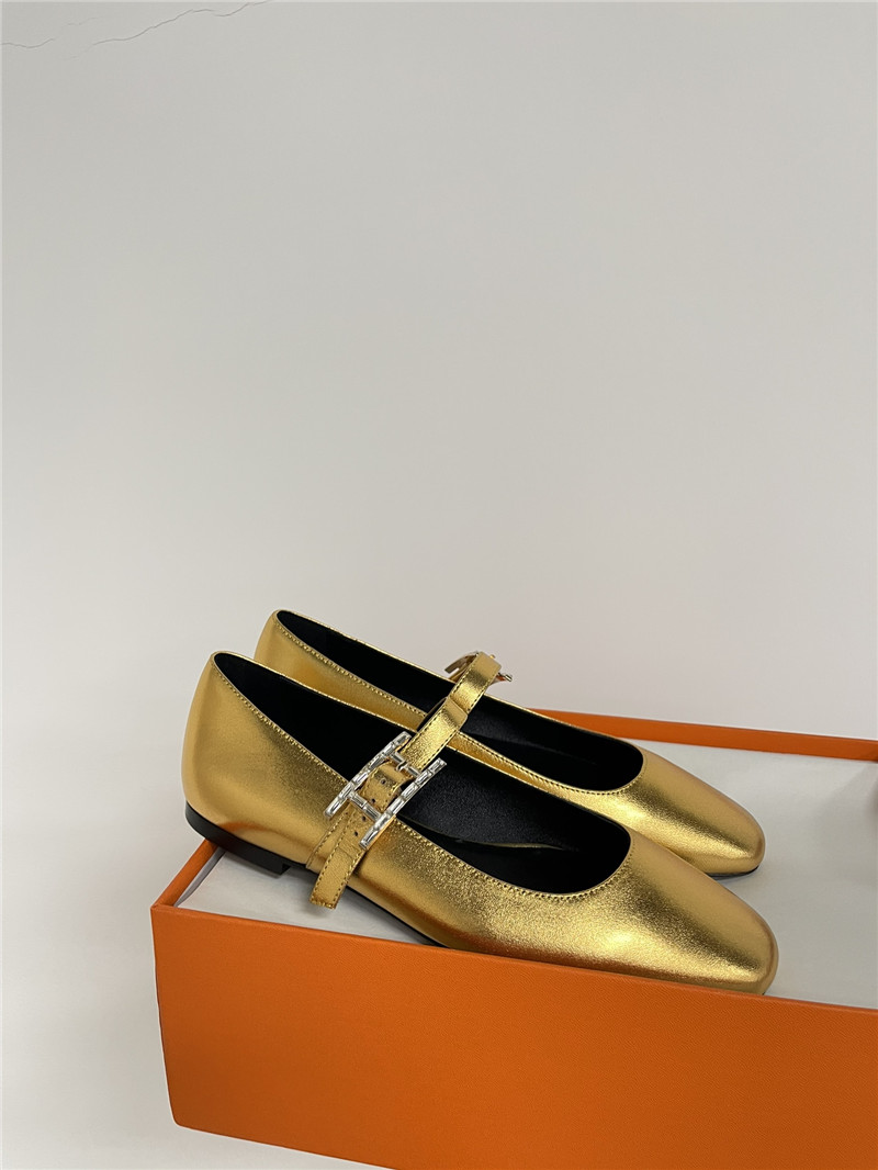H**me5 jane ballet flats in gold goatskin
