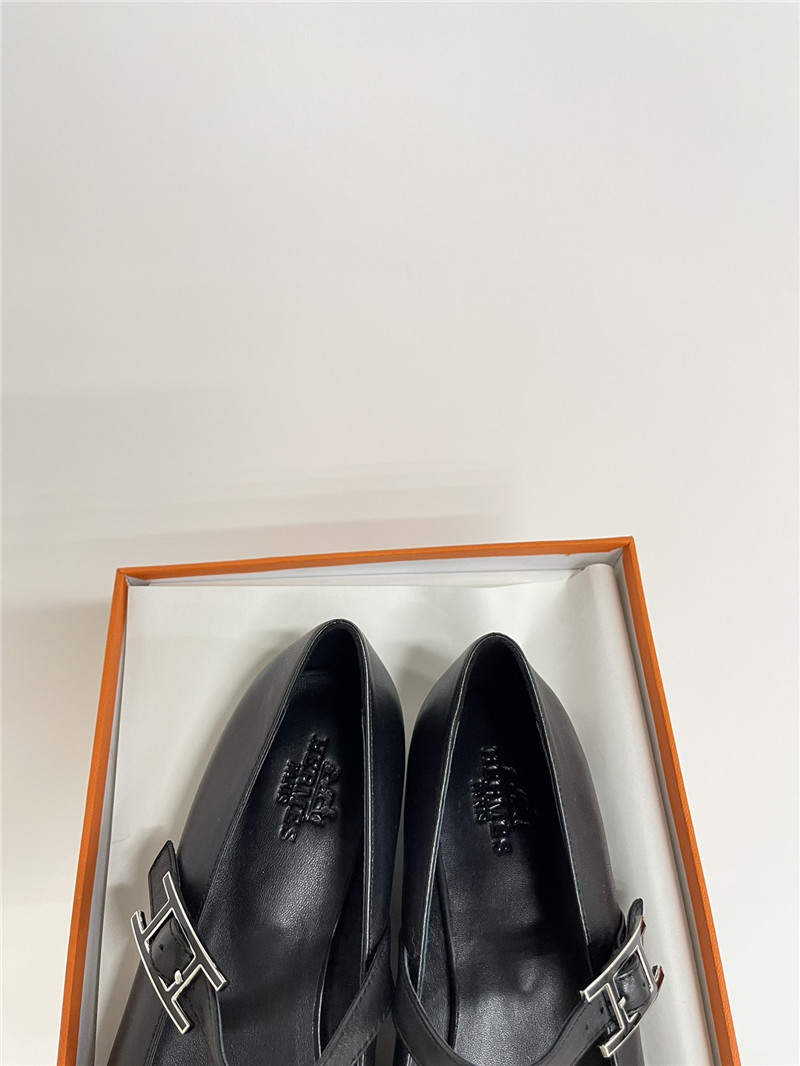 H**me5 jane ballet flats in black goatskin