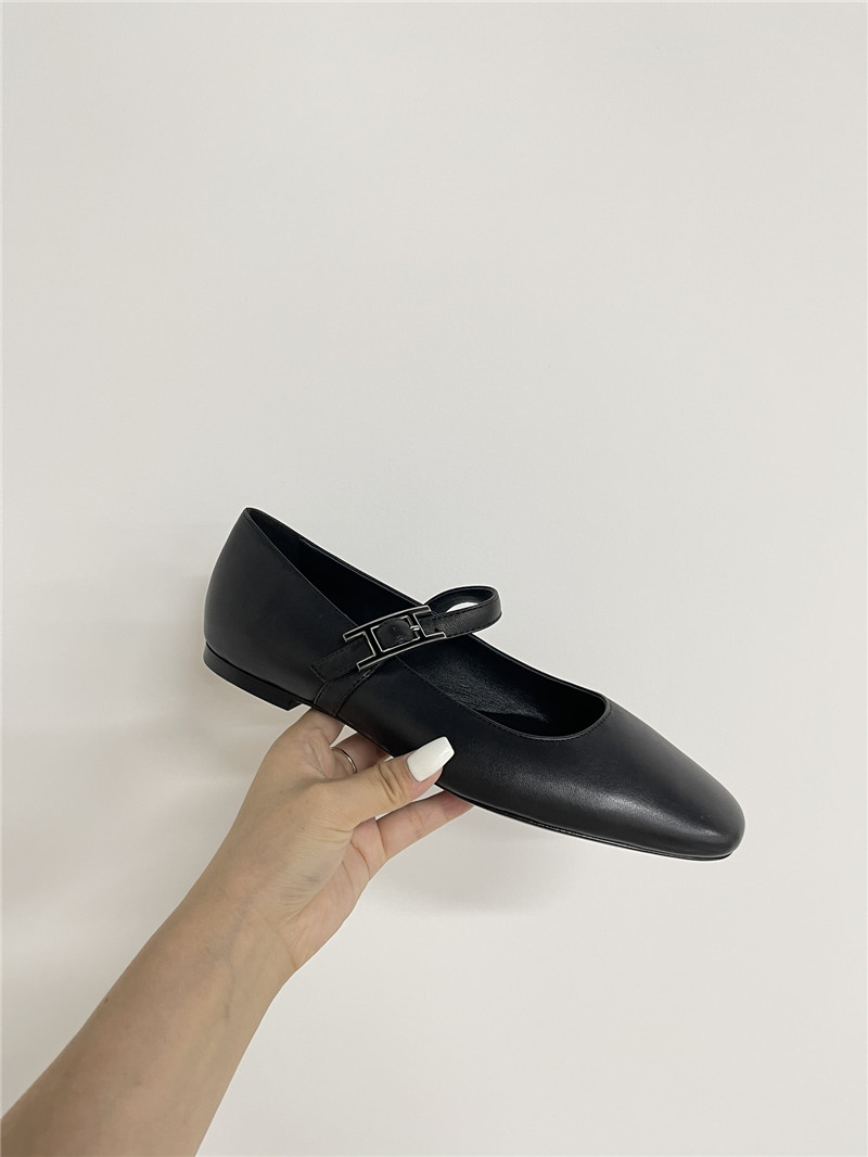 H**me5 jane ballet flats in black goatskin