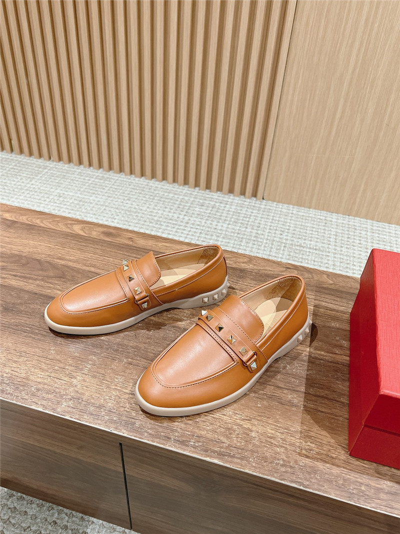 Va1e*ntin0 leisure brown nappa leather loafers