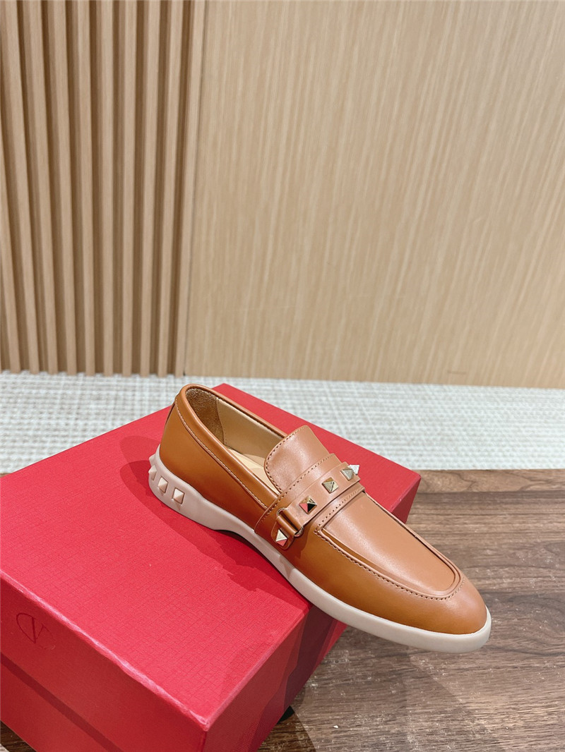 Va1e*ntin0 leisure brown nappa leather loafers