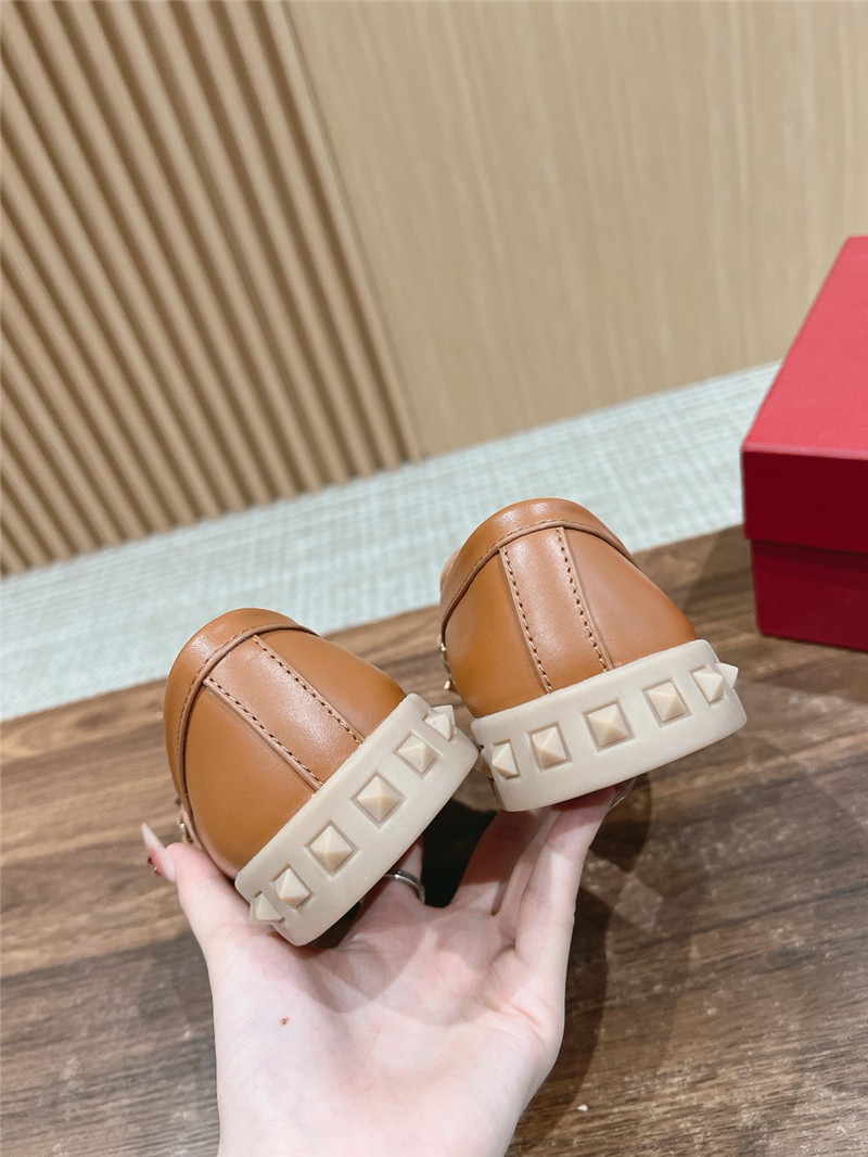 Va1e*ntin0 leisure brown nappa leather loafers