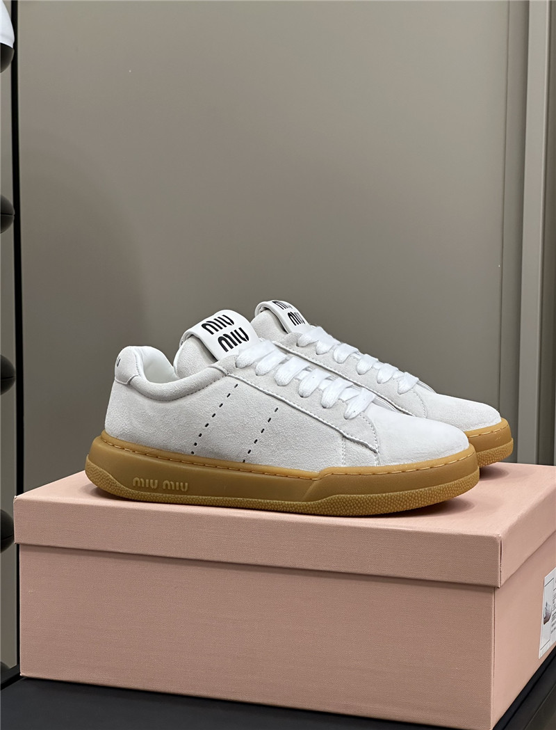 Miu Miu White Laced Low-Top Sneakers