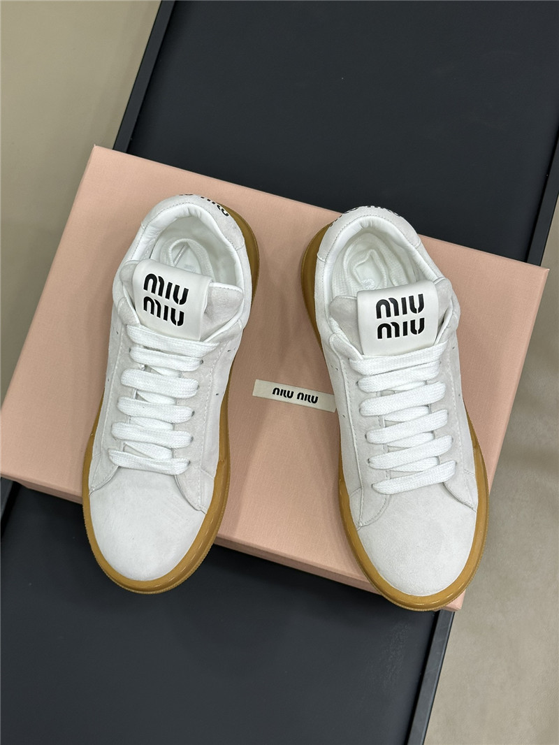 Miu Miu White Laced Low-Top Sneakers